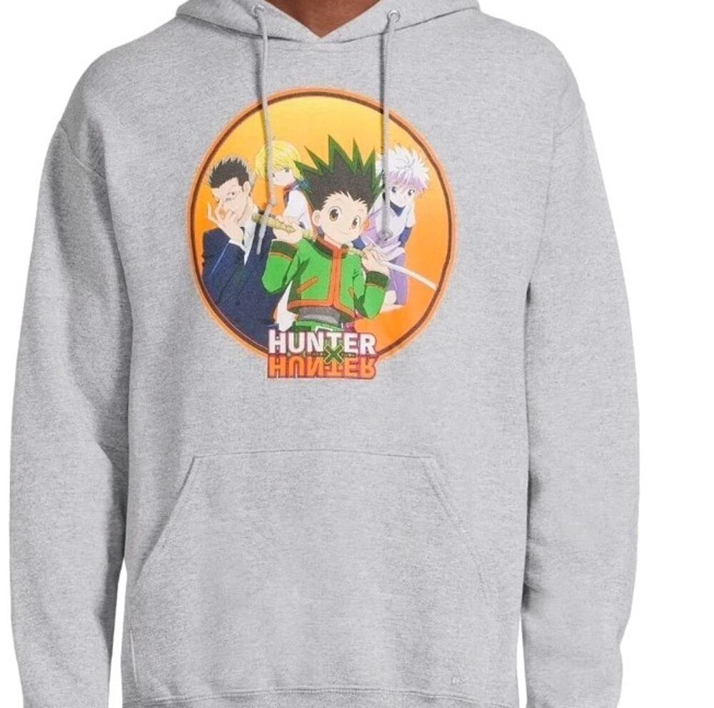 HUNTER X HUNTER Gray Hoodie Mens M Anime Comic Book Game Cartoon NWT In Bag